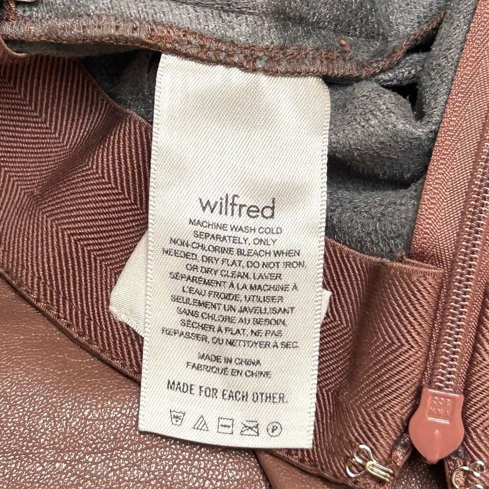 Wilfred Aritzia Faux Leather Wrap‎ Mini Skirt Womens 2 Brown Draped Vegan